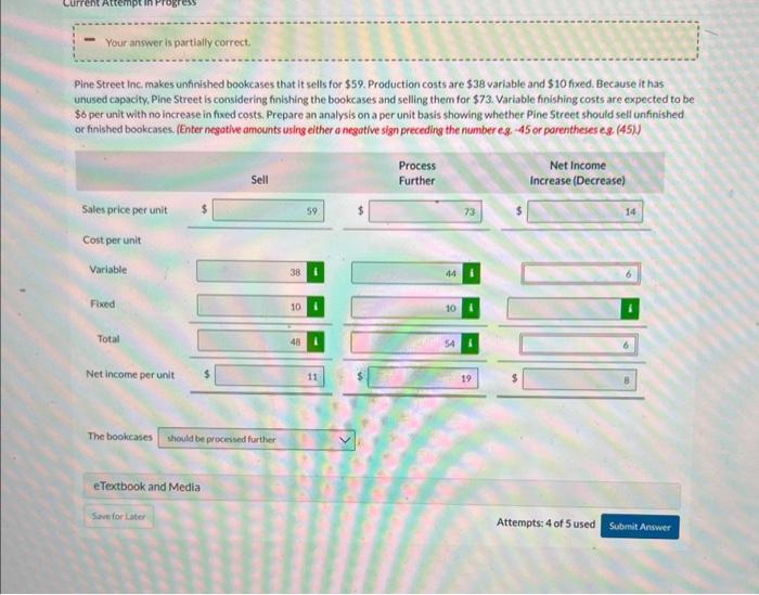 this is my last attempt please help! Pine Street inc. makes unfinished