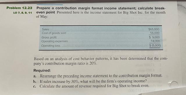 HOW TO SOLVE, A,B,C with work shown Problem 12.23 Prepare a