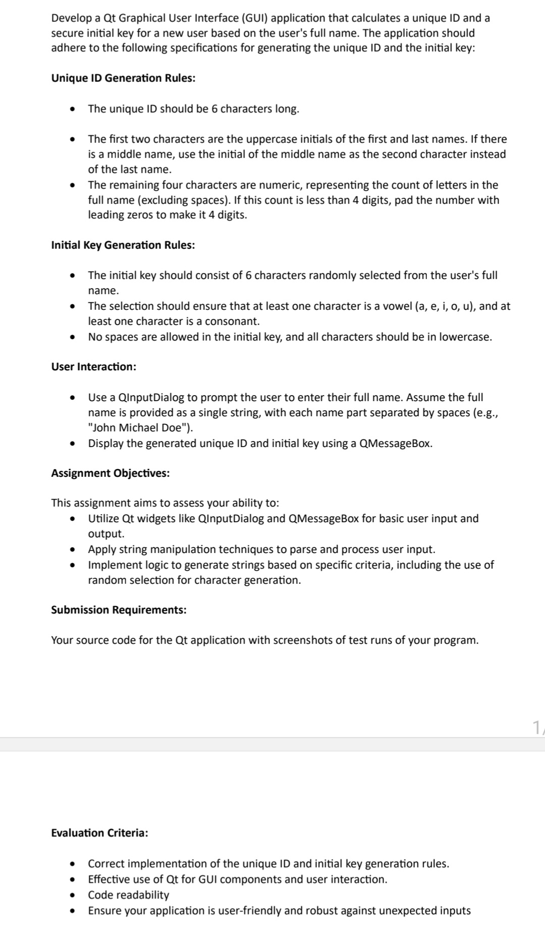  Develop a Qt Graphical User Interface (GUI) application that calculates a