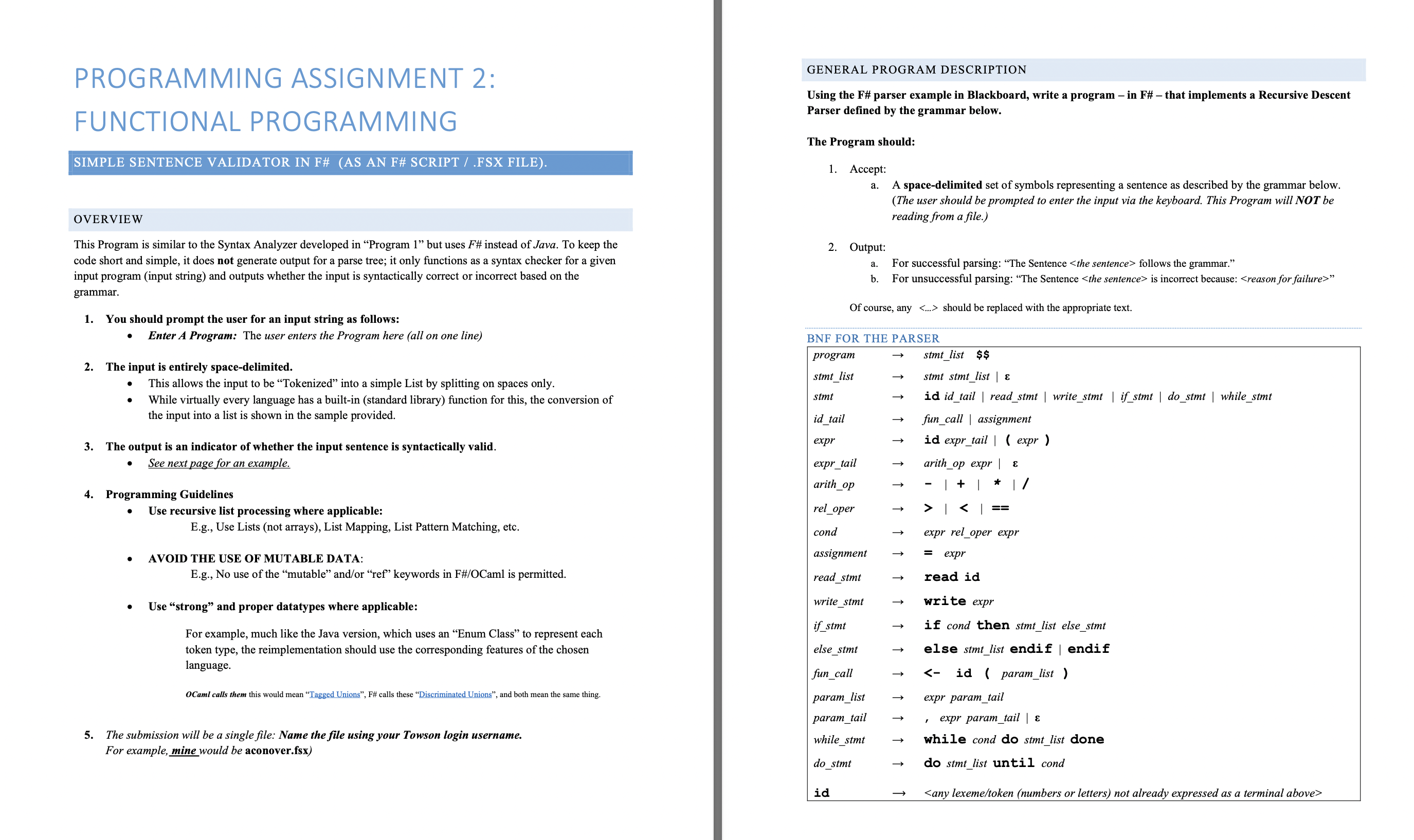  FUNCTIONAL PROGRAMMING SIMPLE SENTENCE VALIDATOR IN F# (AS AN F# SCRIPT