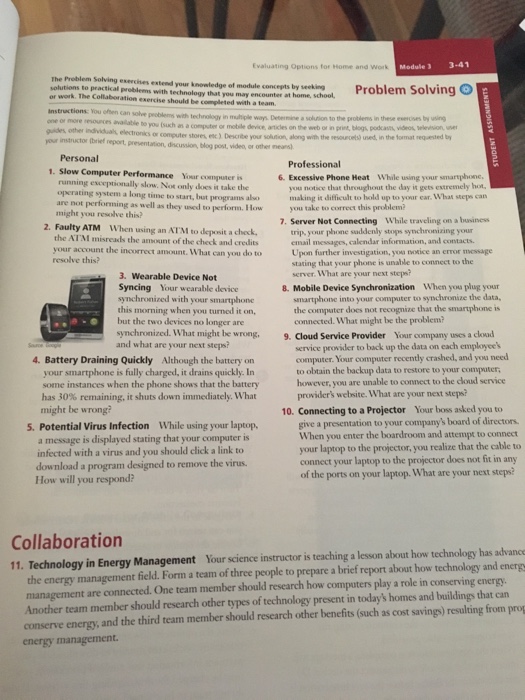  Evaluating Options for Home and work Module 3 3-41 The Problem