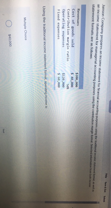  Help Seve & Submit Janson Company prepares an income statement for