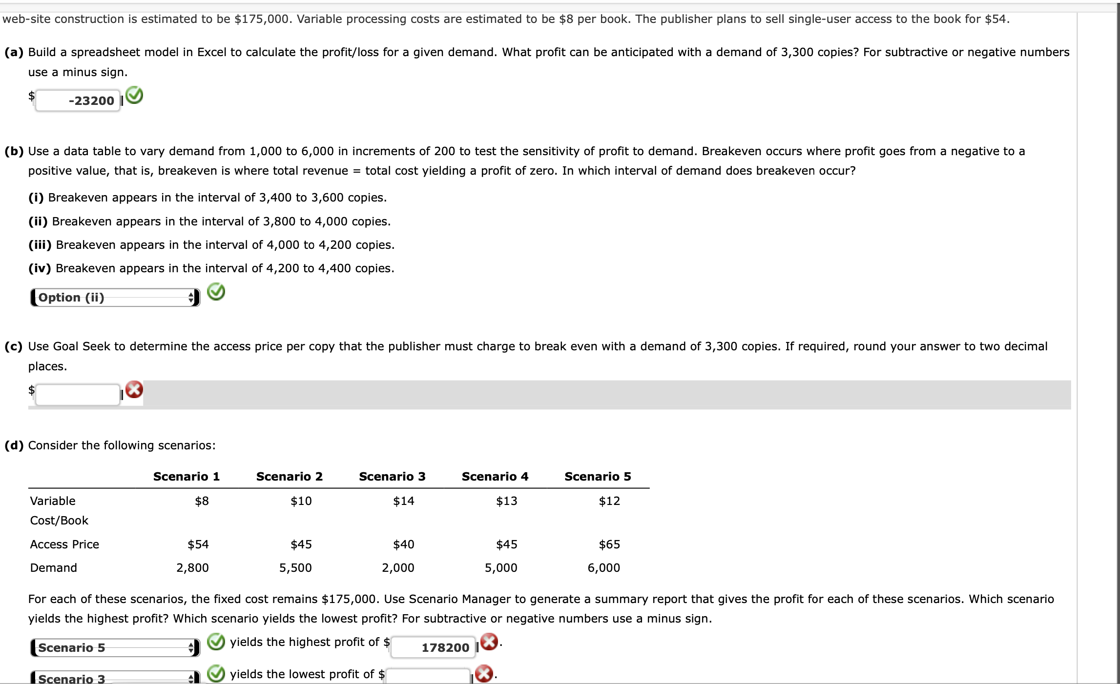  use a minus sign. $ positive value, that is, breakeven is