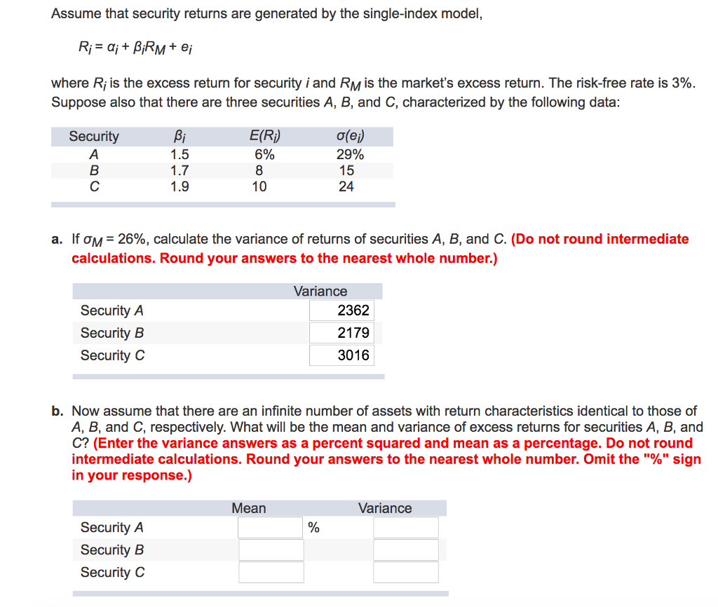  Assume that security returns are generated by the single-index model, R_i