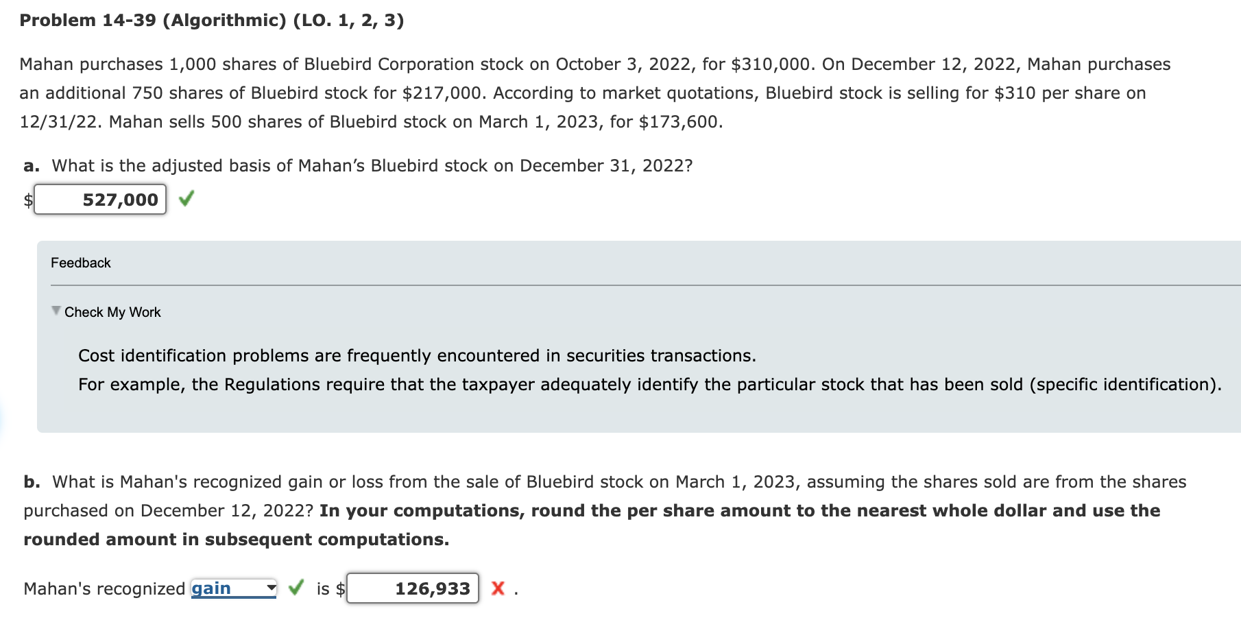  Problem 14-39 (Algorithmic) (LO. 1, 2, 3) Mahan purchases 1,000 shares