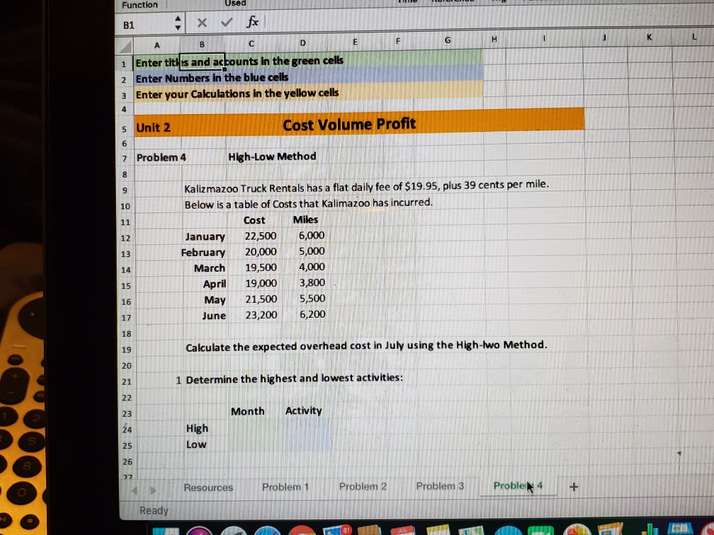  Function USOU B1 4 * fx D 1 Enter tits and