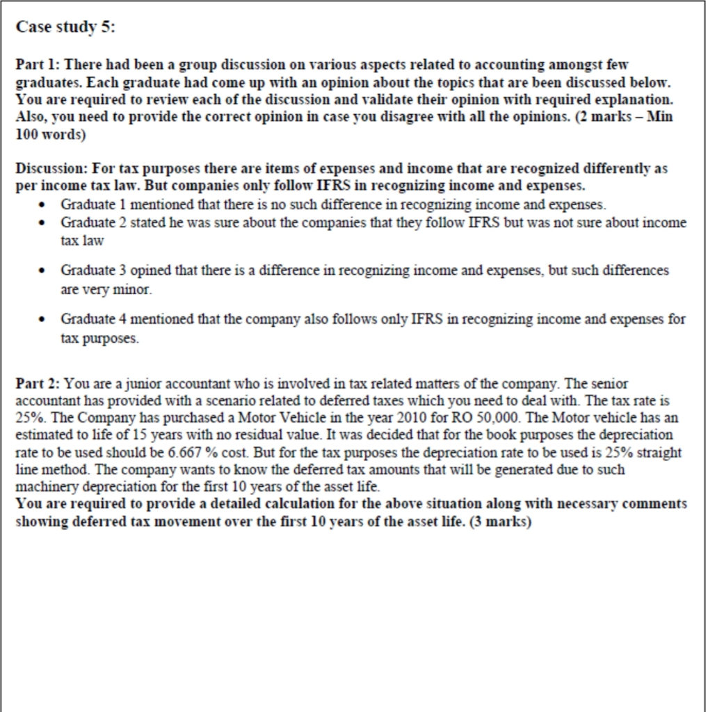  Case study 5: Part 1: There had been a group discussion