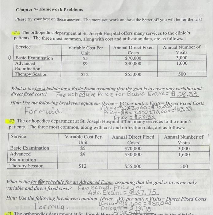 Are my answers correct? Chapter 7- Homework Problems Please try your best