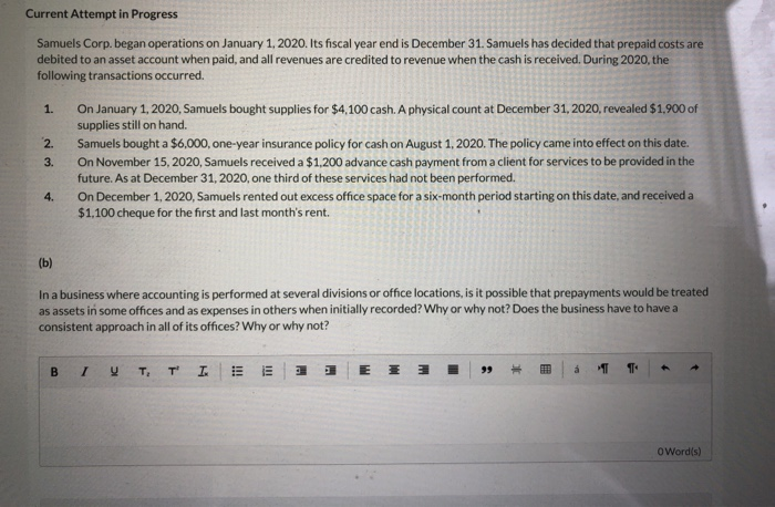  that is a complete question 1. Current Attempt in Progress Samuels