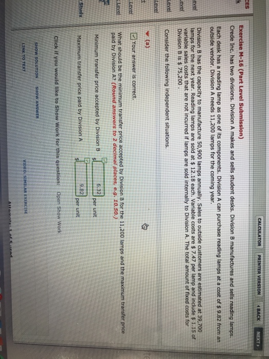  NEXT Crede Inc. has two divisions. Division A makes and sells