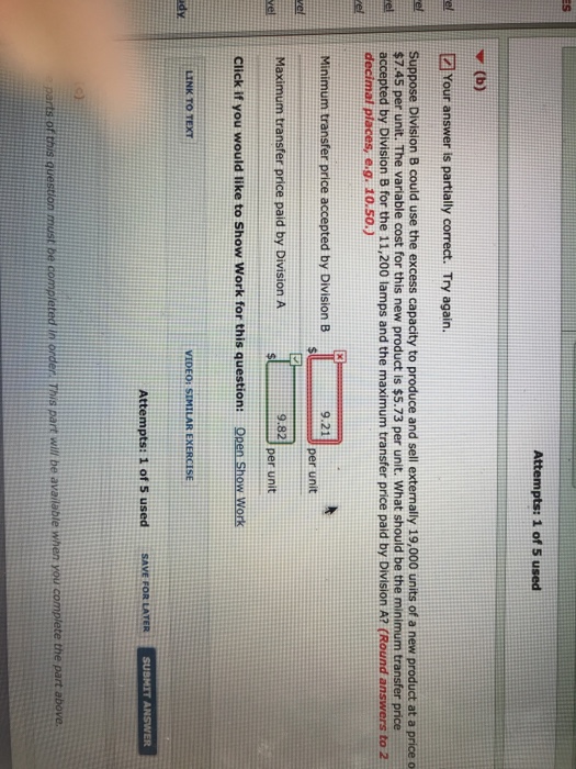student desks. Division B manufactures and sells reading lamps. Each desk has
