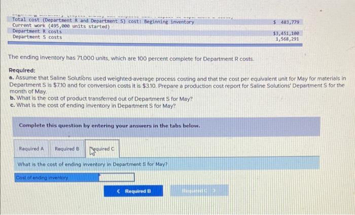 Plant has two departments Rand S. Raw materials are added at two