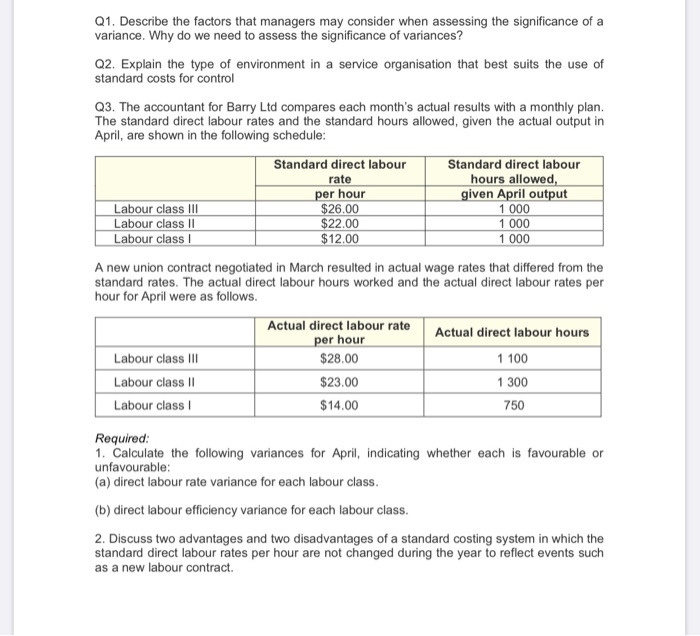  Q1. Describe the factors that managers may consider when assessing the