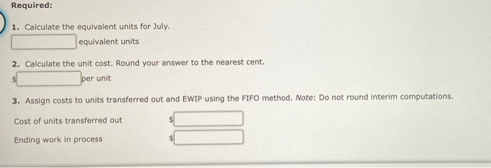 is the first department, and its output is measured in gallons. Aztec