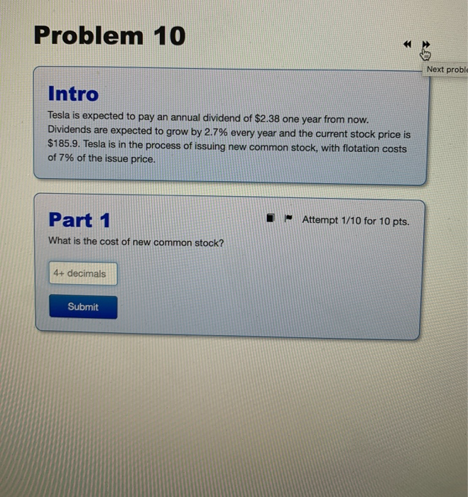 Problem 10 + Next proble Intro Tesla is expected to pay
