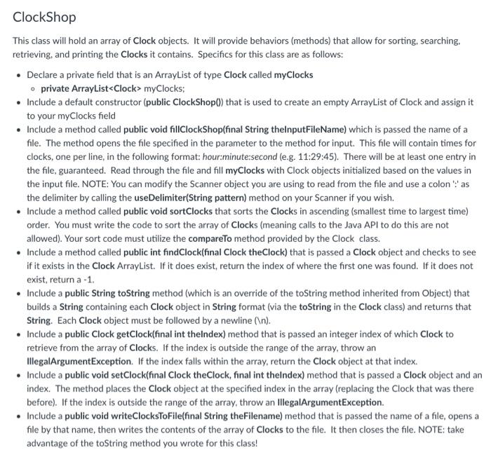  Here's some code from Clock.java that I was able to get