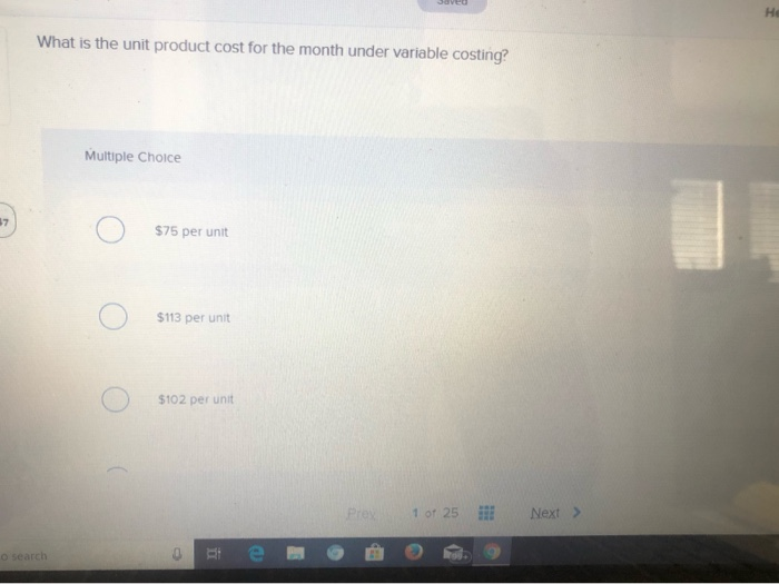 only one product, has provided the following data concerning its most recent