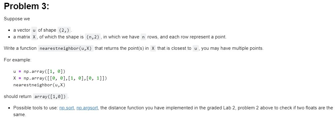  Problem 3: Suppose we a vector u of shape (2,). a