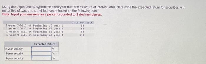  Using the expectations hypothesis theory for the term structure of interest