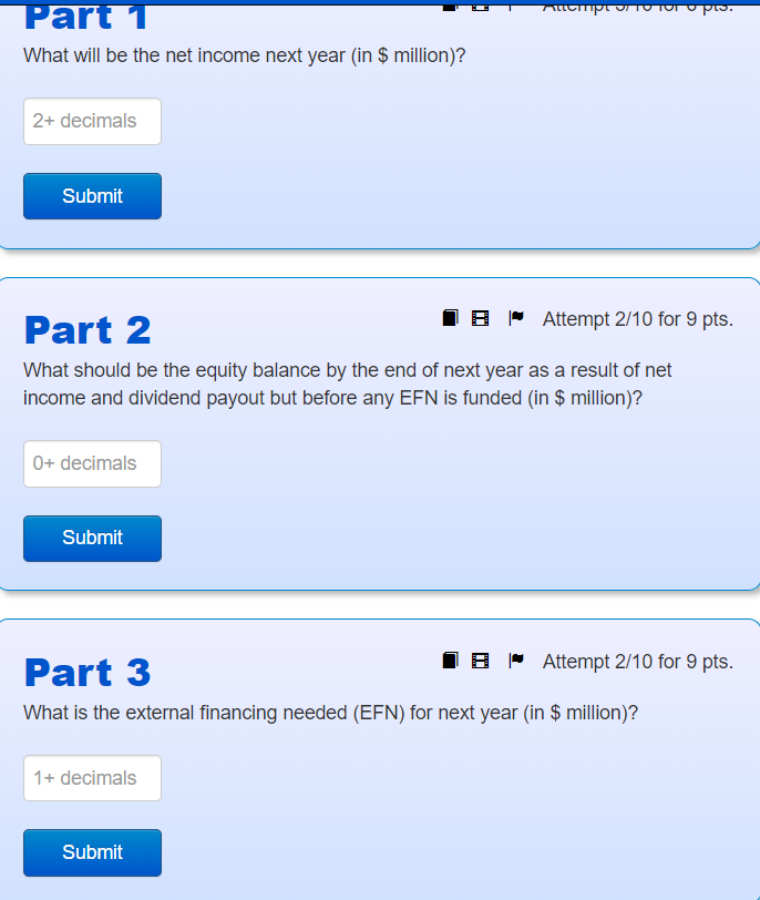 below (all numbers in $ million): Sales, costs (including depreciation), assets and