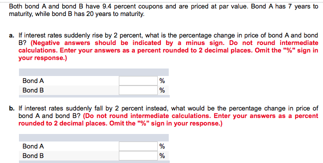 Please show all work Both bond A and bond B have 9.4