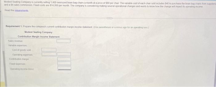 please answer all requirements! will give thumbs up! Modost Seating Compary is