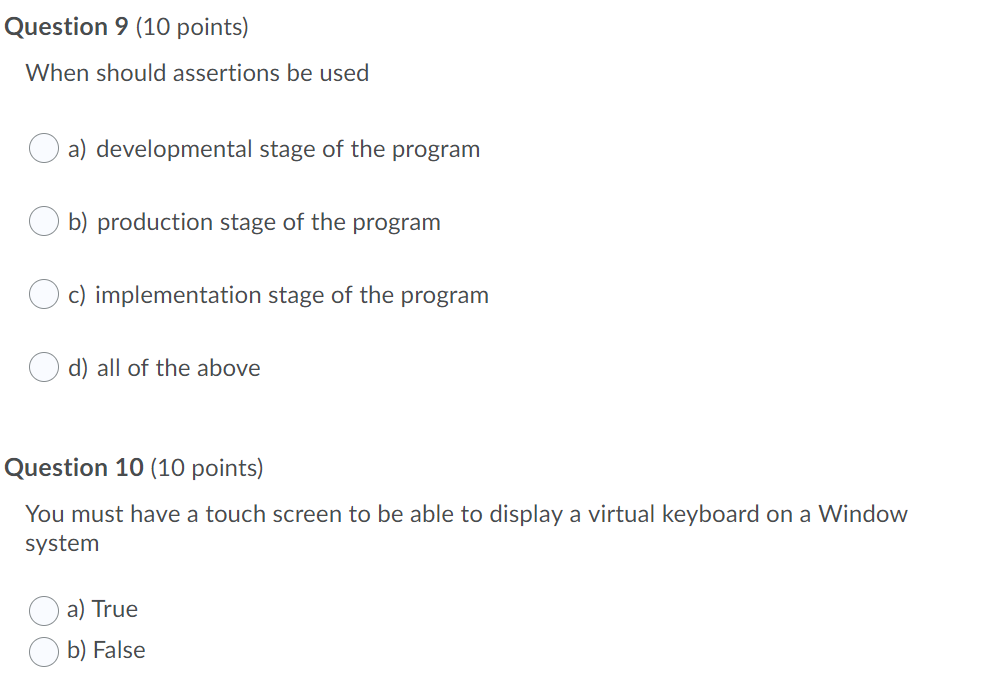 the method throws od) all of the above Question 4 (10 points)