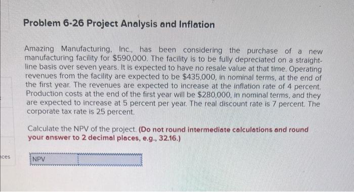 need decimal answer Amazing Manufacturing, Inc, has been considering the purchase of