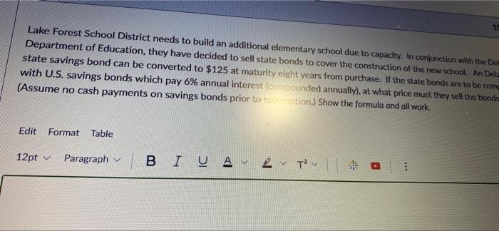  Lake Forest School District needs to build an additional elementary school