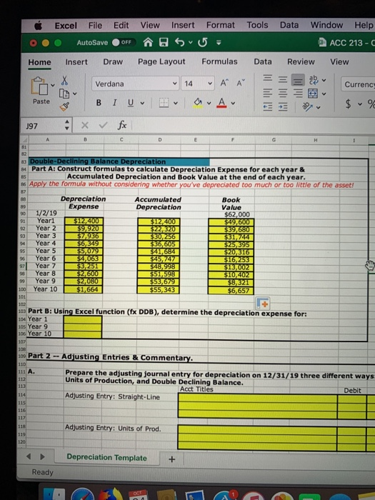 Chapter 8 Instructions & Template View Conditional Formatting Currency Formats Table $