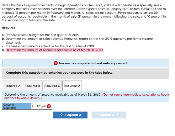 Perez Pointers Corporation expects to begin operations on January 1, 2019;