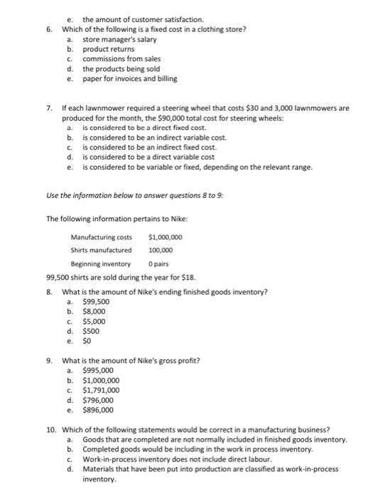 answers CLEARLY Time: 15 minutes Total: 10 marks 1. Management accounting a.
