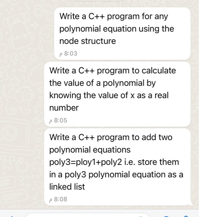  Write a C++ program for any polynomial equation using the node