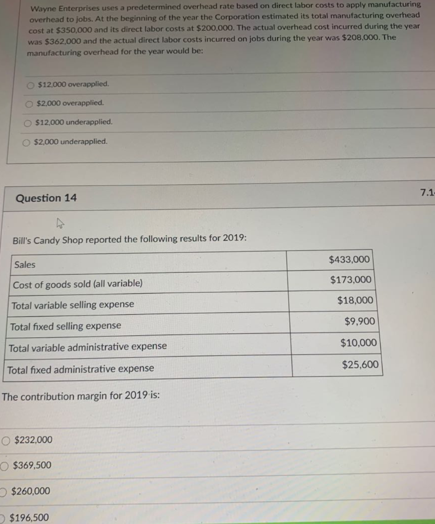  Wayne Enterprises uses a predetermined overhead rate based on direct labor