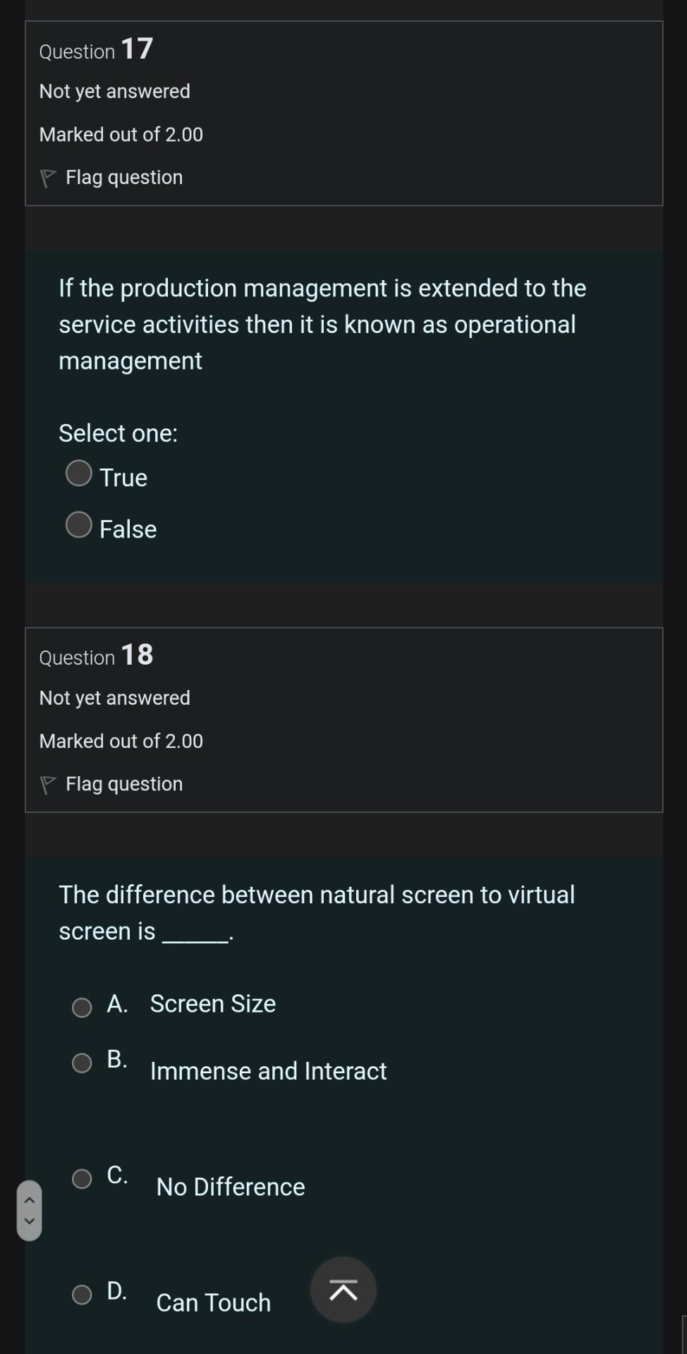 out of 2.00 P Flag question In which production low volume and