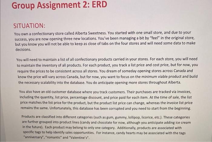 Need help building the ERD for this question if you could build