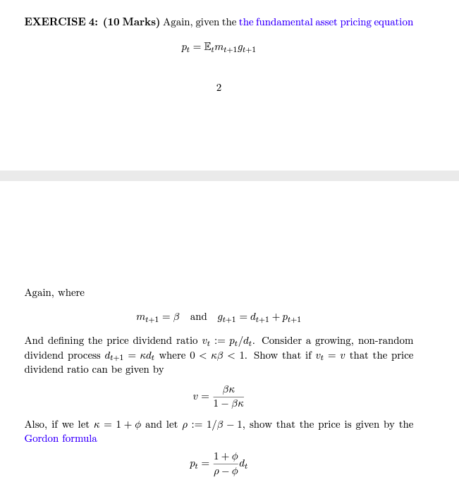 for a non-random dividend stream i.e. dt = d > 0 for