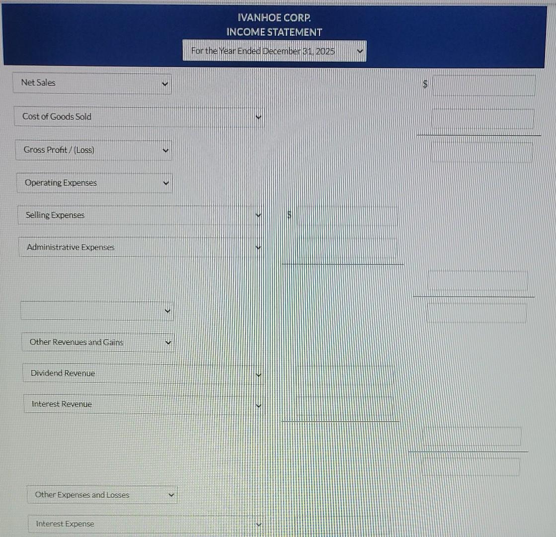 for the vear 2025. Prepare a multiple-step income statement for 2025. Assume