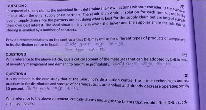  I am needing assistance with question 3 125) In sequential supply