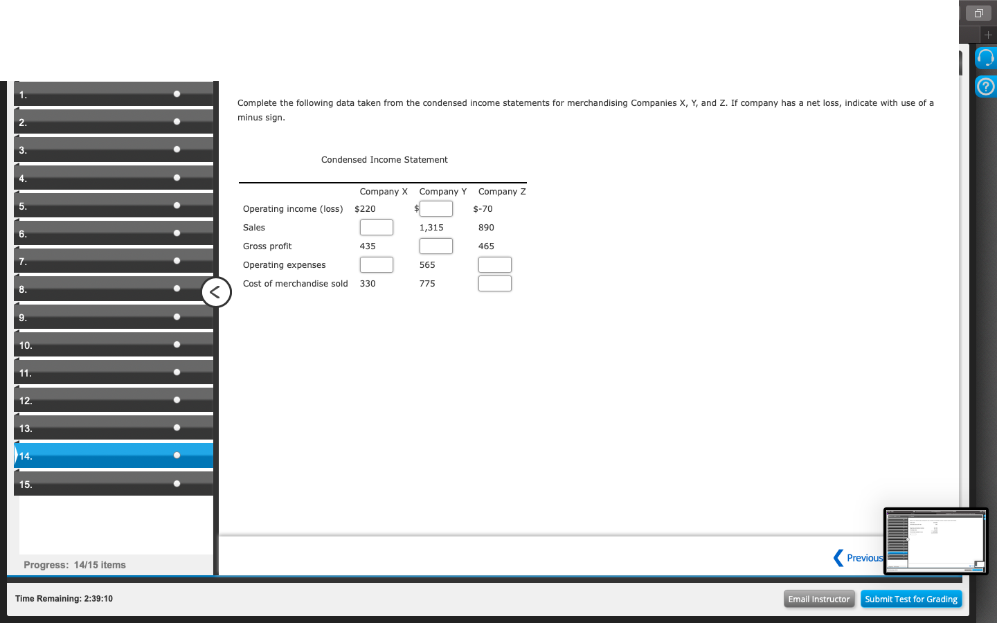  + ? Complete the following data taken from the condensed income