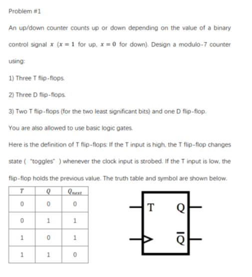 Problem #1 An up/down counter counts up or down depending on
