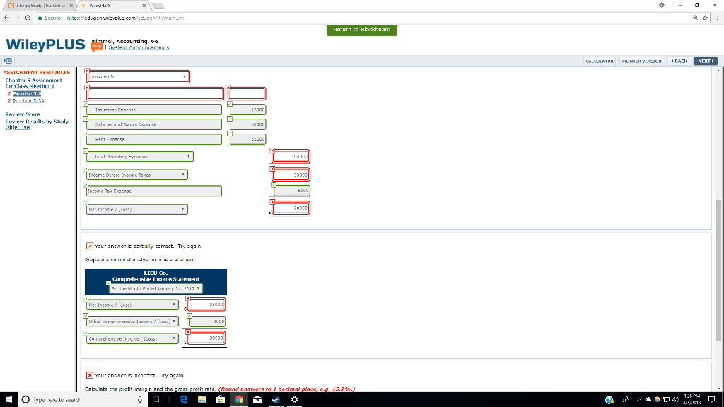 information for Lieu Co. for the month of January 2017. Cost of