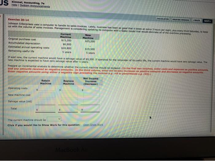  JS Help System Announcements CALCULATOR BACK NOT Exercise 20-14 Johnson Enterprises