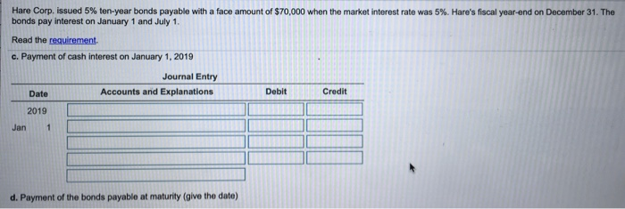 end on December 31 The bonds pay interest on January 1 and