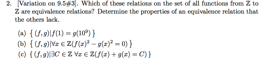 Topic: Discrete Mathematics and its Applications" Chapter 9: Equivalence Relations Variation on