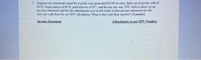 3. Suppose my lemonade stand for a given year generated $1500