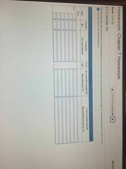  Accounting math question. Please answer in format shown. Homework: Chapter 7