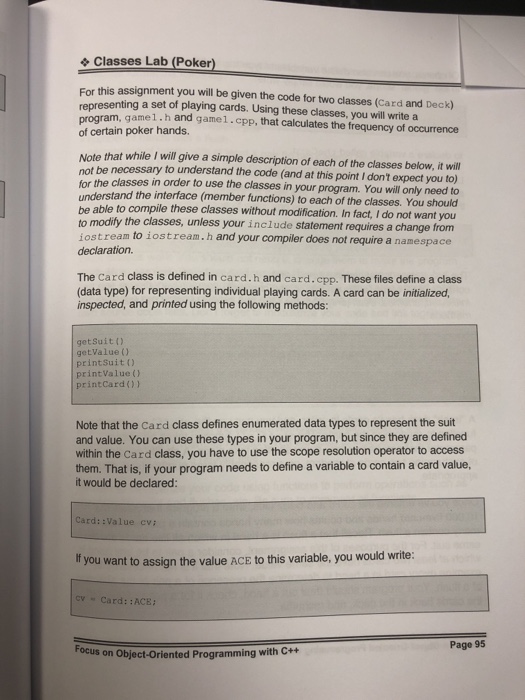  Hello, I need help with this poker game example in C++