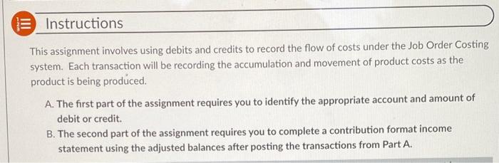  III Instructions This assignment involves using debits and credits to record