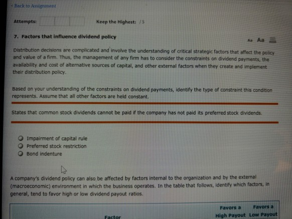  Back to A Attempts: Keep the Highest: 15 7. Factors that